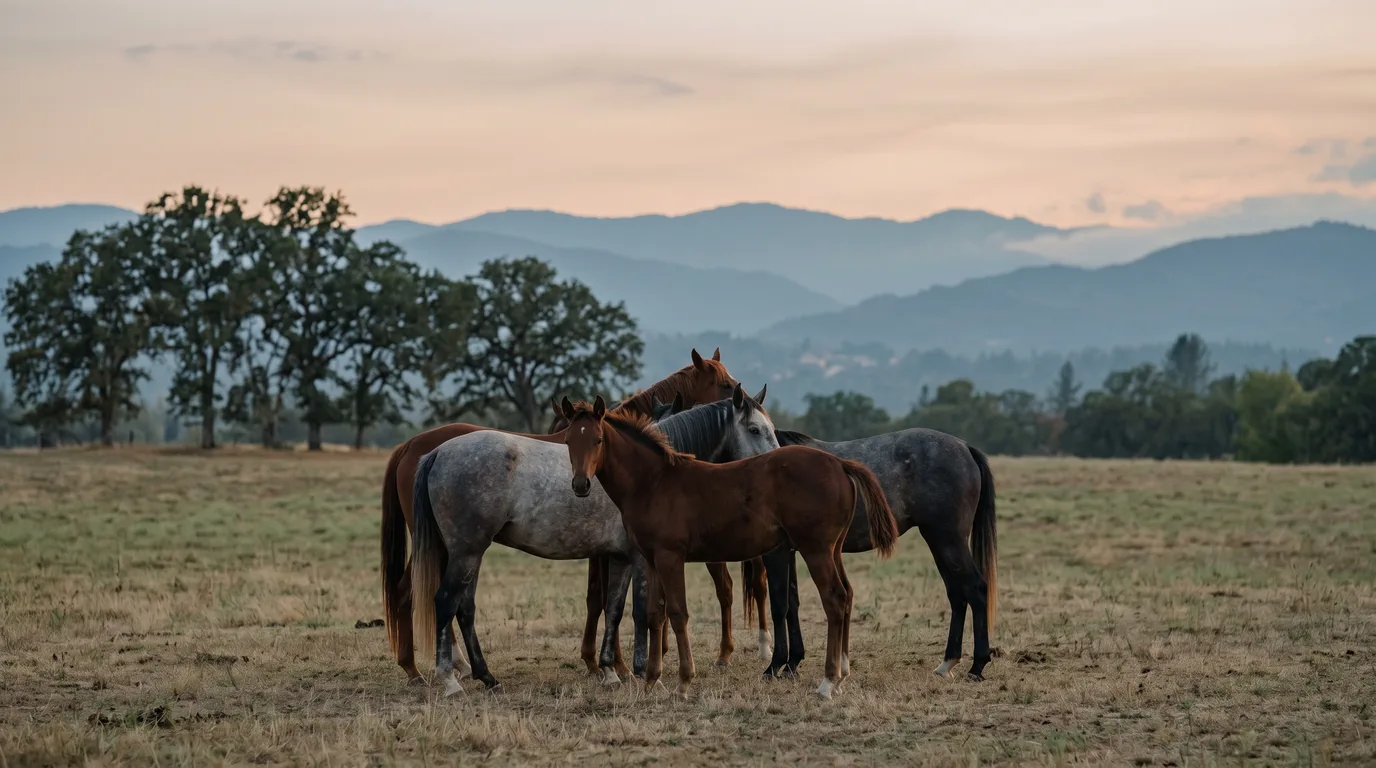 Chevaux en liberté, Les Écuries de Corcy, Ain